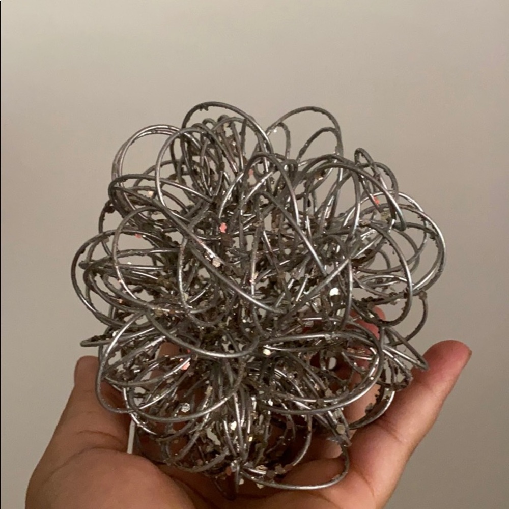 Silver sparkle glitter ring ball decor